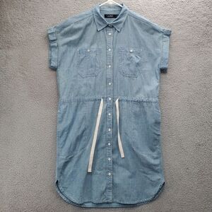 Lauren Ralph Lauren Womens 8 Chambray Denim Boxy Shirtdress Drawstring Riviera